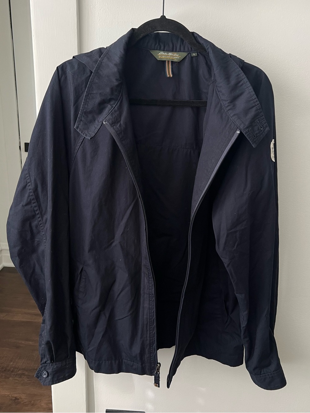 Vintage Eddie Bauer Men's Navy Lightweight Zip Jacket